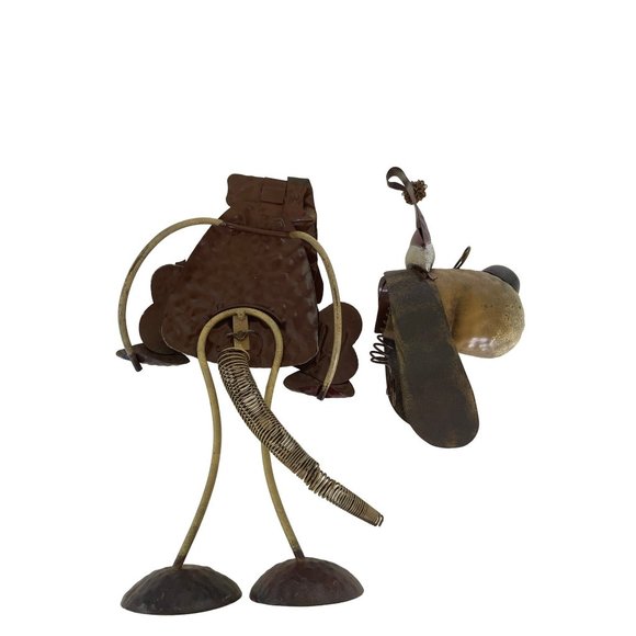 Metal Wobble Welcome Hound Dog Statue Figurine Sculpture Abstract Stands 20" - Picture 4 of 12